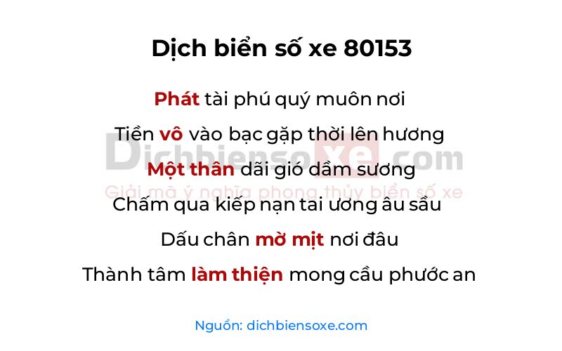 Dịch thơ biển số 80153