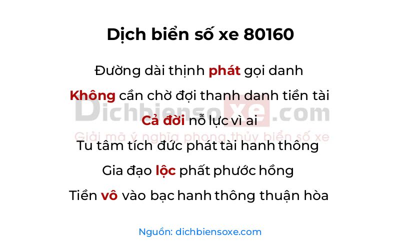 Dịch thơ biển số 80160