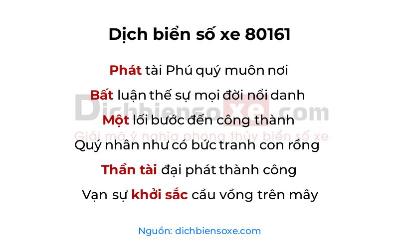 Dịch thơ biển số 80161