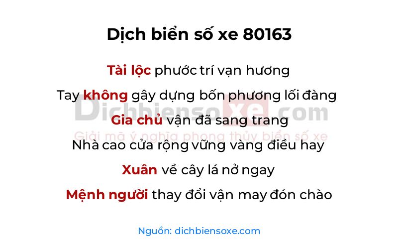 Dịch thơ biển số 80163