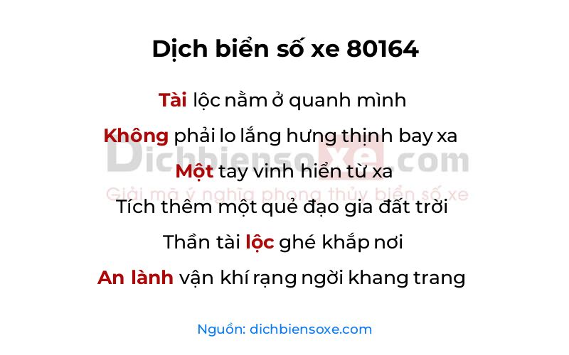 Dịch thơ biển số 80164