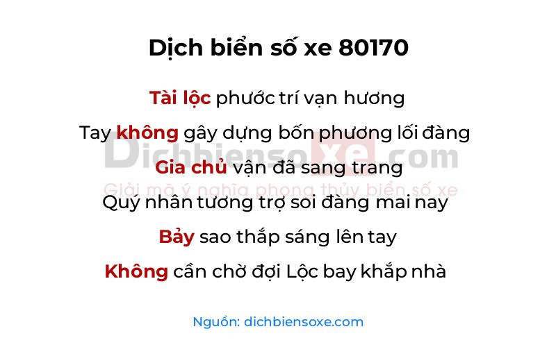 Dịch thơ biển số 80170