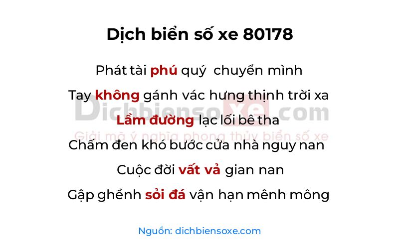 Dịch thơ biển số 80178