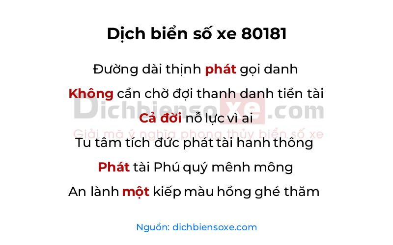Dịch thơ biển số 80181