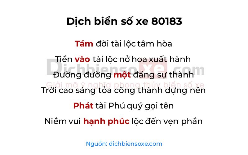 Dịch thơ biển số 80183