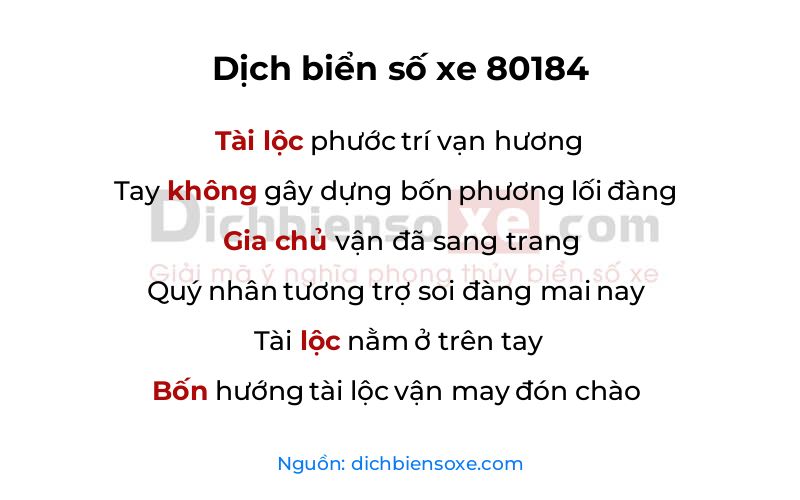 Dịch thơ biển số 80184