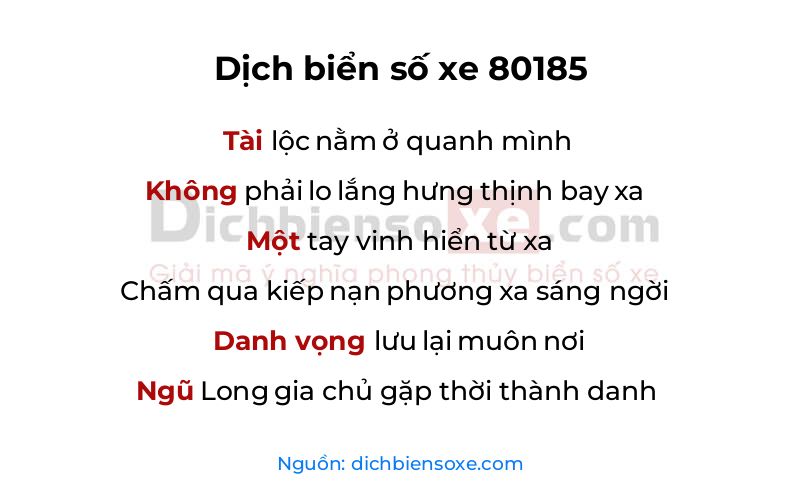 Dịch thơ biển số 80185