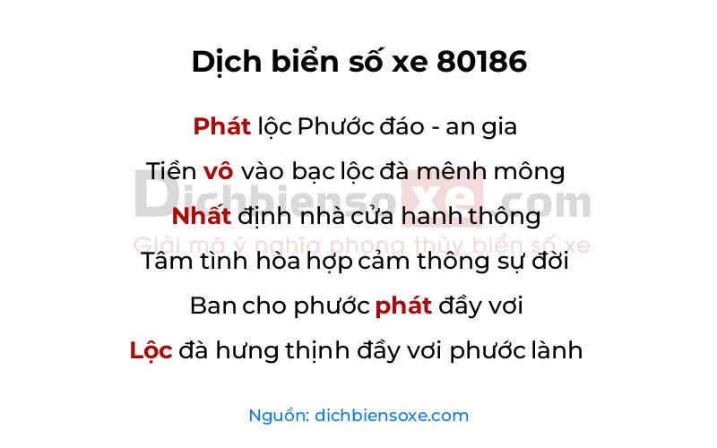 Dịch thơ biển số 80186