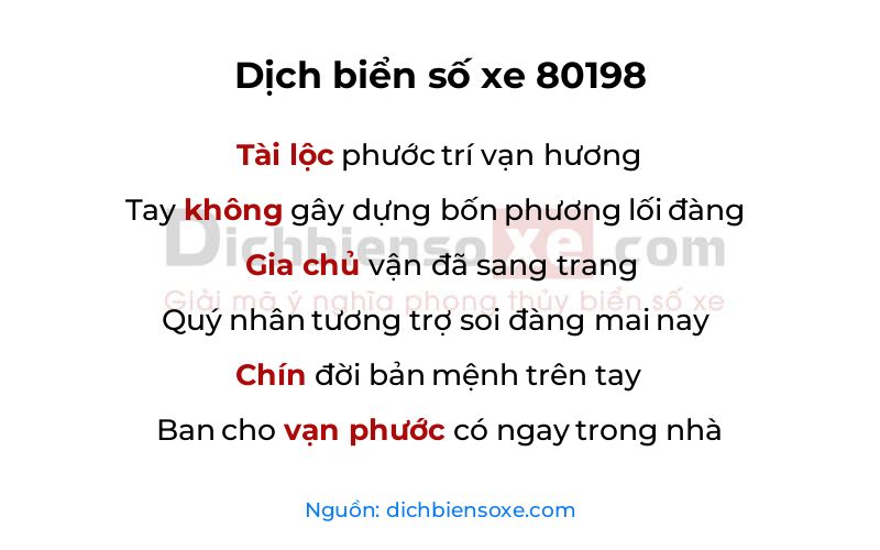 Dịch thơ biển số 80198