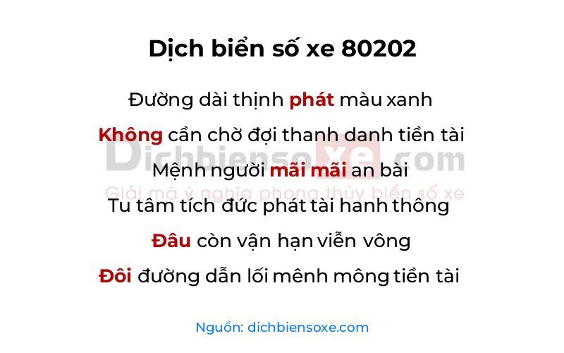Dịch thơ biển số 80202