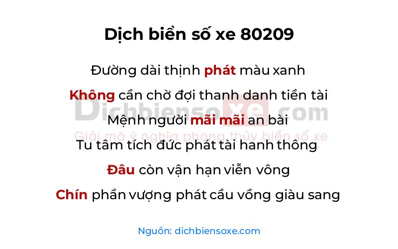 Dịch thơ biển số 80209