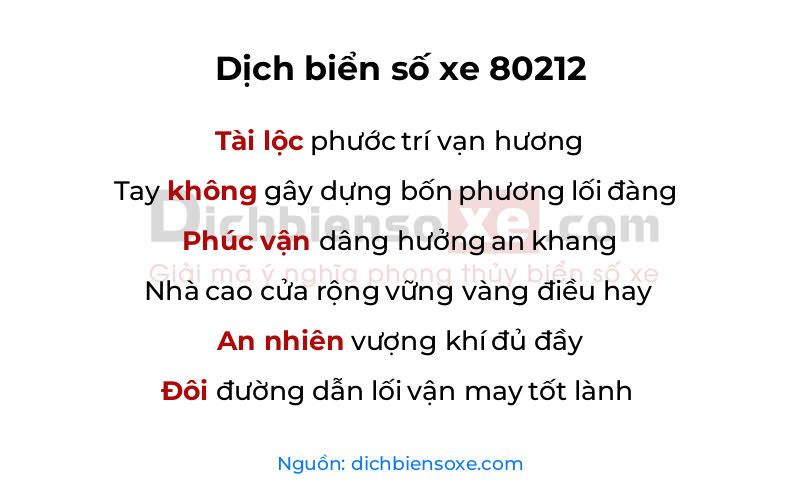 Dịch thơ biển số 80212
