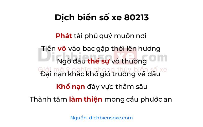 Dịch thơ biển số 80213