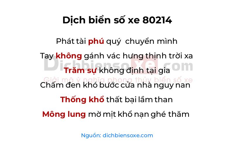 Dịch thơ biển số 80214