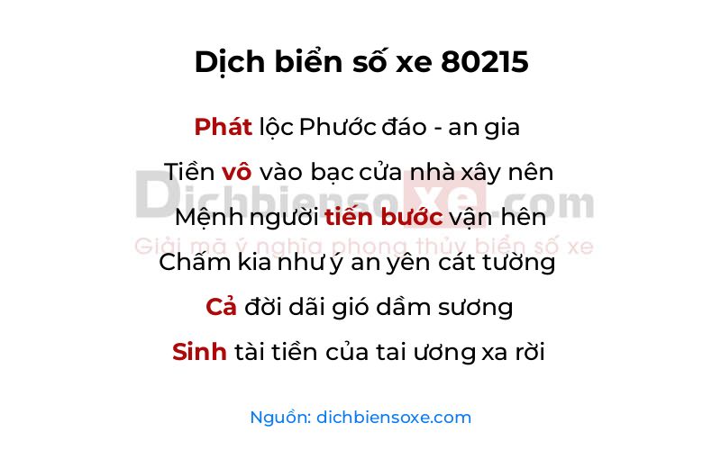 Dịch thơ biển số 80215