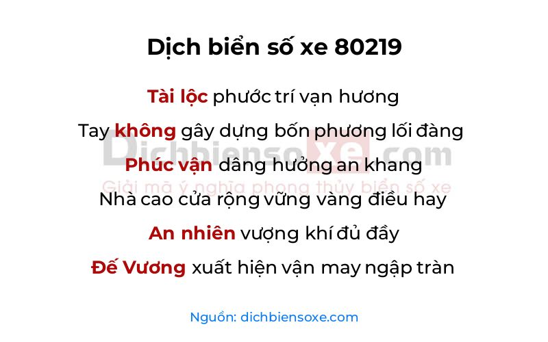 Dịch thơ biển số 80219