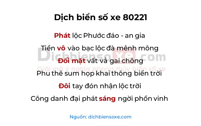 Dịch thơ biển số 80221