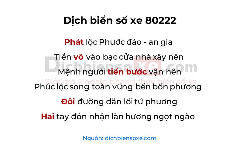Dịch thơ biển số 80222