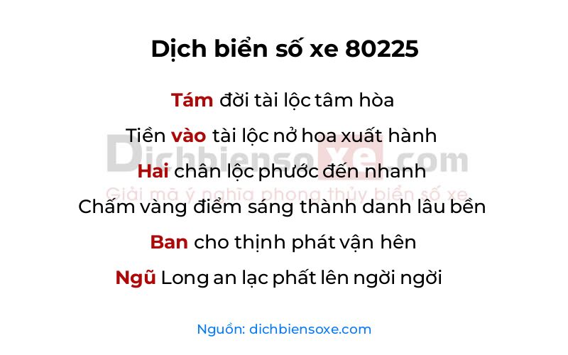 Dịch thơ biển số 80225