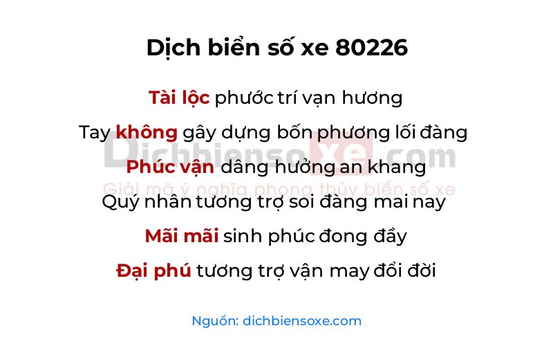 Dịch thơ biển số 80226