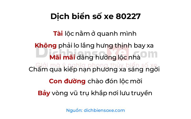 Dịch thơ biển số 80227