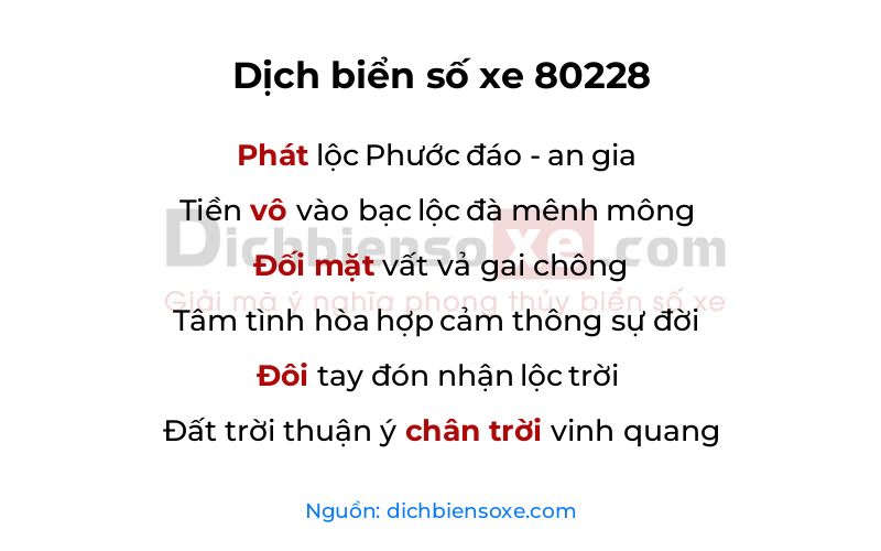 Dịch thơ biển số 80228
