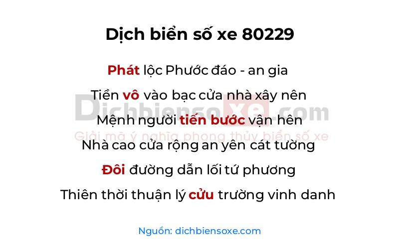 Dịch thơ biển số 80229