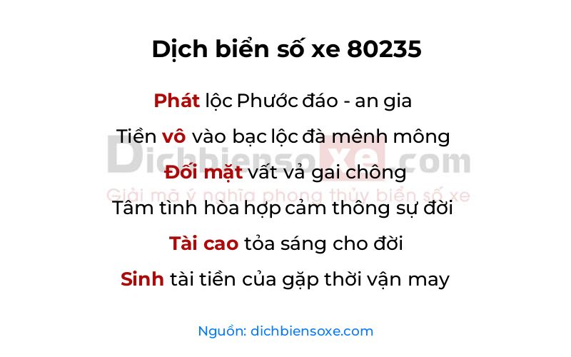 Dịch thơ biển số 80235