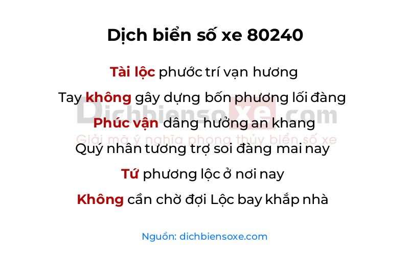 Dịch thơ biển số 80240