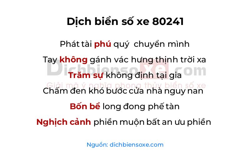 Dịch thơ biển số 80241