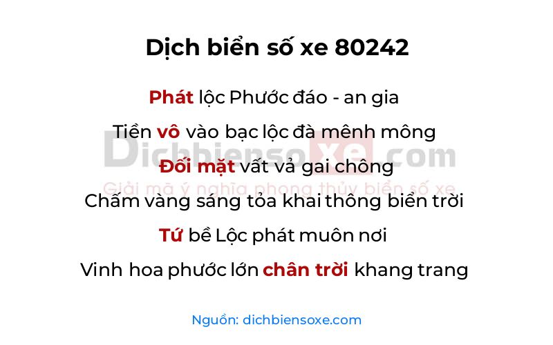 Dịch thơ biển số 80242
