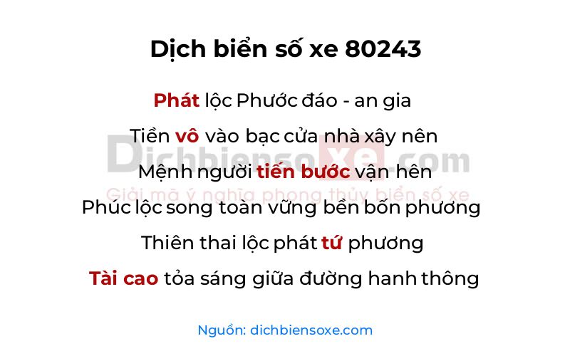Dịch thơ biển số 80243