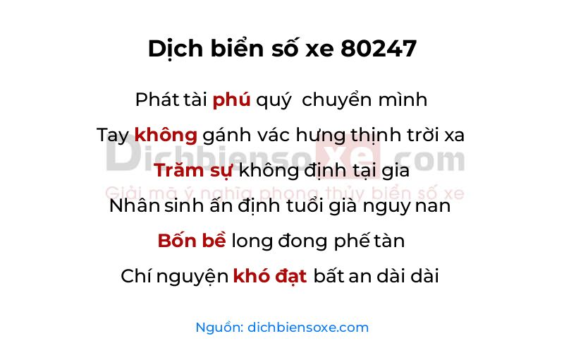 Dịch thơ biển số 80247