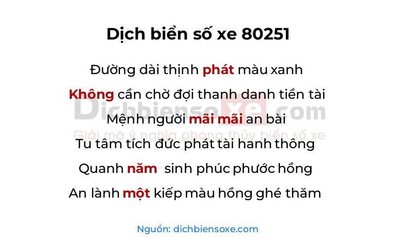 Dịch thơ biển số 80251