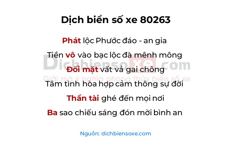 Dịch thơ biển số 80263