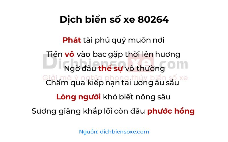 Dịch thơ biển số 80264