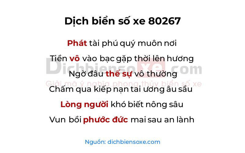 Dịch thơ biển số 80267
