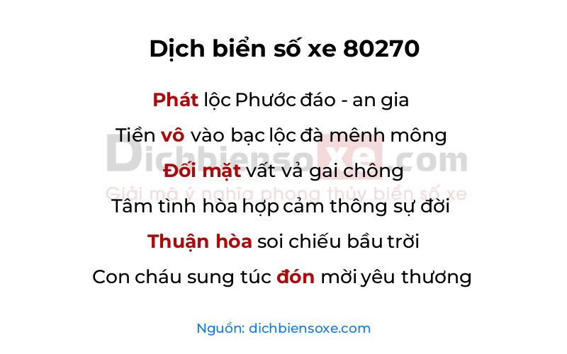 Dịch thơ biển số 80270