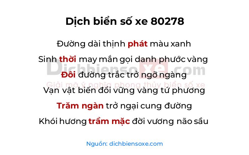 Dịch thơ biển số 80278