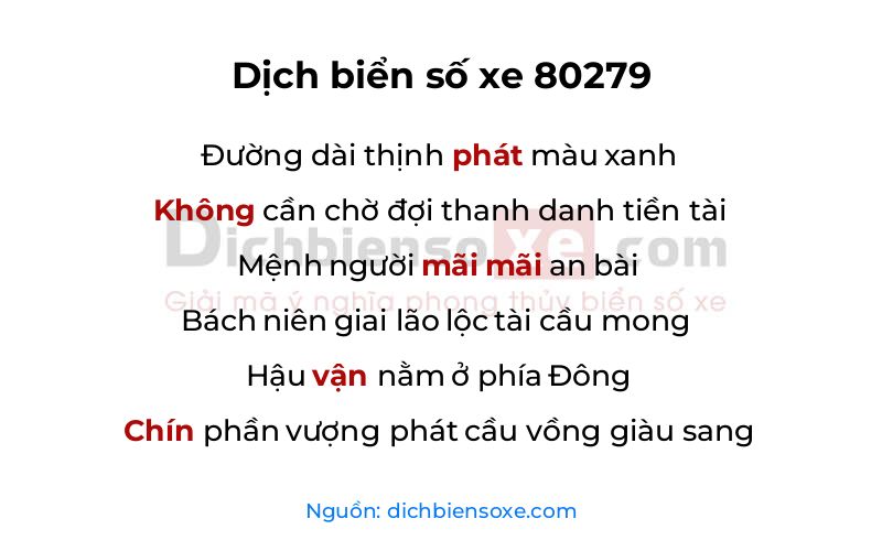 Dịch thơ biển số 80279
