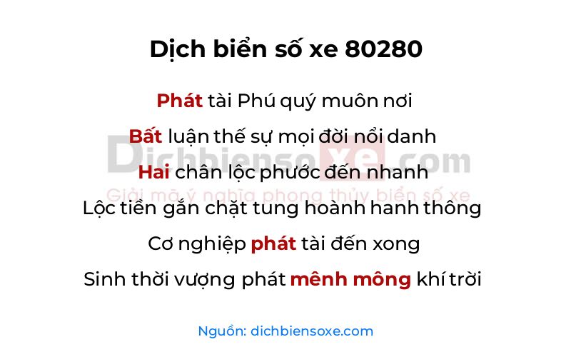Dịch thơ biển số 80280