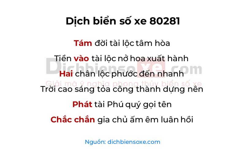 Dịch thơ biển số 80281