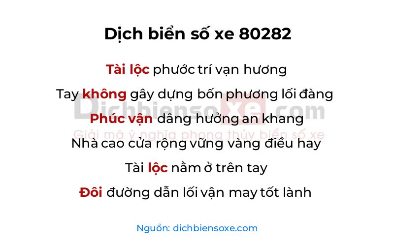 Dịch thơ biển số 80282