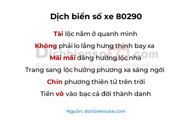 Dịch thơ biển số 80290