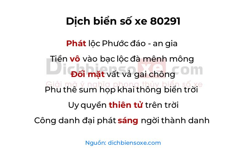 Dịch thơ biển số 80291