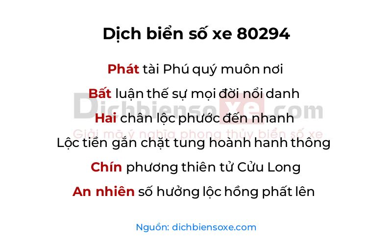 Dịch thơ biển số 80294