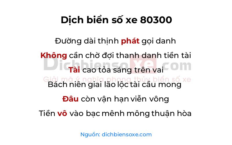 Dịch thơ biển số 80300
