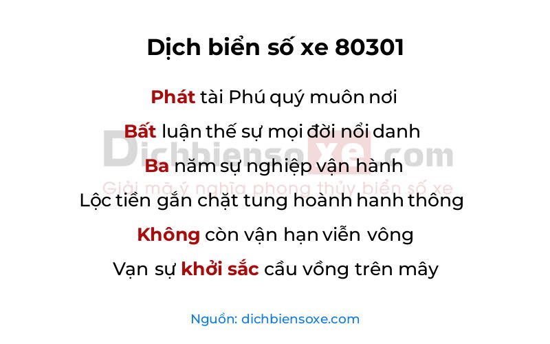 Dịch thơ biển số 80301