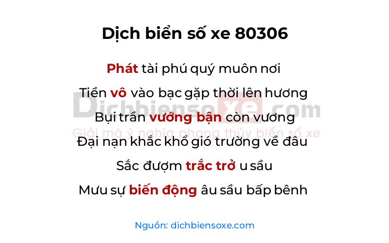 Dịch thơ biển số 80306