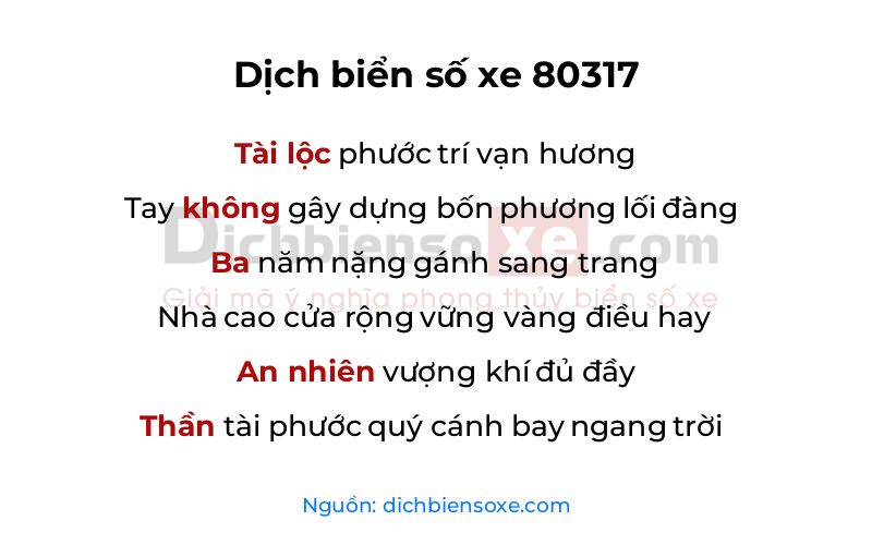 Dịch thơ biển số 80317